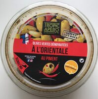 Olives vertes dénoyautées à l'orientale au piment