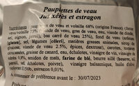 Paupiettes de veau jus xérès et estragon