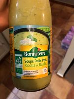 Soupe petits pois ricotta et basilic