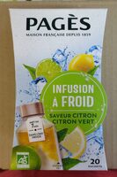 Infusion à froid Saveur Citron Citron vert