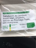 Sandwich Jambon Crudites Fromage Frais