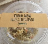 Boulgour, raisins, falafels ricotta menthe