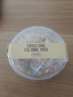 Lentilles corail, feta, orange, menthe