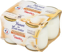 YAOURT AU LAIT ENTIER POT VERRE 4X125G - saveur vanille
