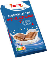 Tablette familiale chocolat au lait riz croustillant - 100g