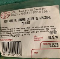 Foie gras de canard entier de gascogne mi cuit