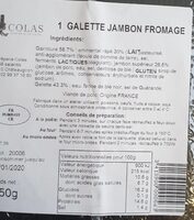 Galette jambon fromage