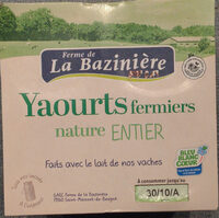 Yaourts nature au lait entier La Baziniere
