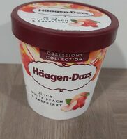 Juicy white peach and raspberry ice cream