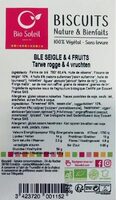 Biscuits Nature & Bienfaits Blé de seigle & 4 fruits