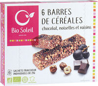 Barres de Céréales Chocolat, Noisettes et Raisins