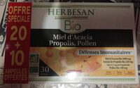 Miel d'acacia, propolis, pollen