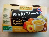 Danival Fruits 100% France Pomme Mirabelle