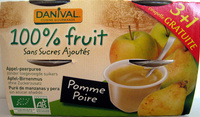 Purée Pomme Poire bio 100% fruit Danival