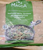 Poêlées gourmandes  haricots verts, lardons et champignons en persillade