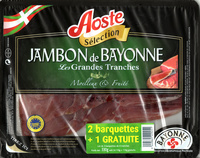Jambon de Bayonne les grandes tranches lot de 2 barquettes + 1 gratuite de 4 tranches