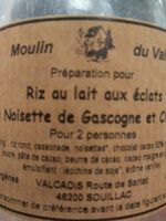 Riz au lait noisettes  et chocolat