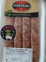 Chipolatas aux herbes sans colorant PIVETEAU, 4 pieces