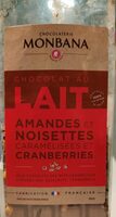 Chocolat lait amandes noisettes cranberries