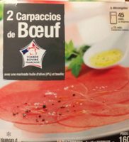 2 Carpaccios de boeuf avec marinade huile d'olive, basilic
