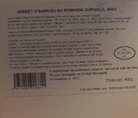 Jarret d'agneau au romarin surgelé 400g