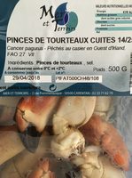 Pinces de tourteaux cuites