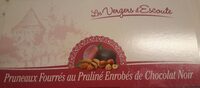 Pruneaux fourrés au praliné enrobés de chocolat noir