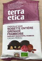 Chocolat noir noisette entière grenade framboise.