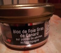 Bloc de foie gras de canard sur poêlée de pêches au champagne