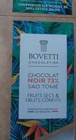 Chocolat bovetti noir sao Tomé fruits secs & fruits confits