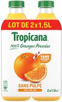 Tropicana sans pulpe lot de 2 x 1,5 L