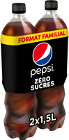 Pepsi Zéro sucres format familial lot de 2 x 1,5 L