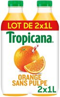 Tropicana 100% oranges pressées sans pulpe lot de 2 x 1 L