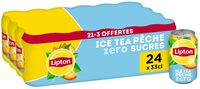 Lipton Ice Tea saveur pêche zéro sucres 21 x 33 cl + 3 offertes