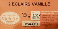 2 éclairs vanille