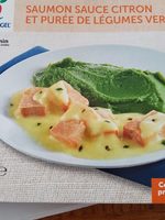 Saumon sauce citron et purée de légumes verts
