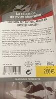 Saucisson sec pur porc réduit en matières grasses
