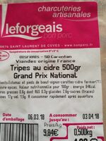 Tripes au cidre 500 gr