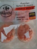 4 Verrines tartare de saumon tomate basilic