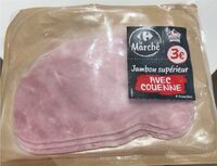 Jambon cuit supérieur avec couenne 4 tranches