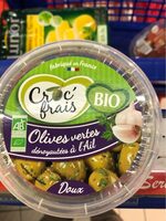 Olives vertes à l'ail, dénoyautées