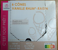 6 cônes vanille rhum-raisin