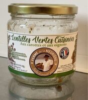 Lentilles vertes cuisinées aux carottes et aux oignons