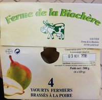 Yaourts fermiers brassés à la poire