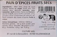 Pain d'Epices Fruits Secs