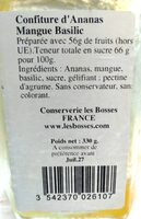 Confiture artisanale d’ananas mangue & basilic