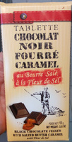 Tablette de chocolat noir fourré caramel liquide au beurre salé, à la fleur de sel