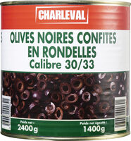 Olives noires confites en rondelles calibre 30/33