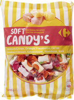 Bonbons tendres gout fruits, citron orange framboise cerise