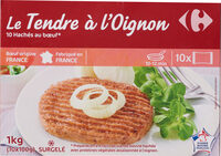 Ultra moelleux à l'oignon* *Préparation à 51 % de viande bovine hachée avec protéines végétales de soja, assaisonnée à l'oignon, crue, surgelée.